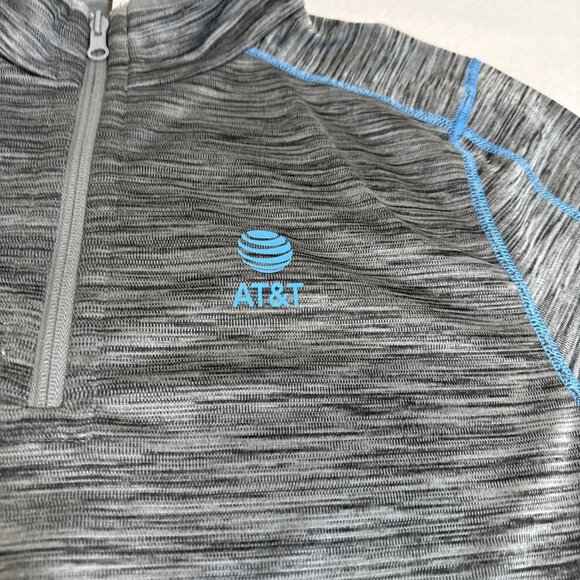 AT&T Employee Uniform Grey Blue Reversible 1/4 Zip Pullover Sweater Med - Picture 3 of 9